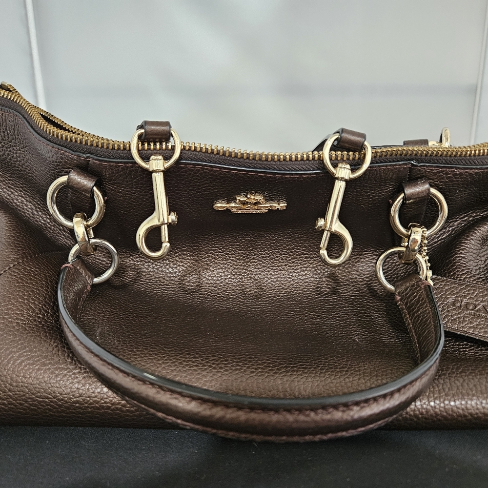 COACH KELSEY crossbody bronze metallic leather EUC pebble small F56127 bag - Picture 7 of 16